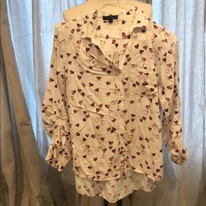 White with red heart blouse